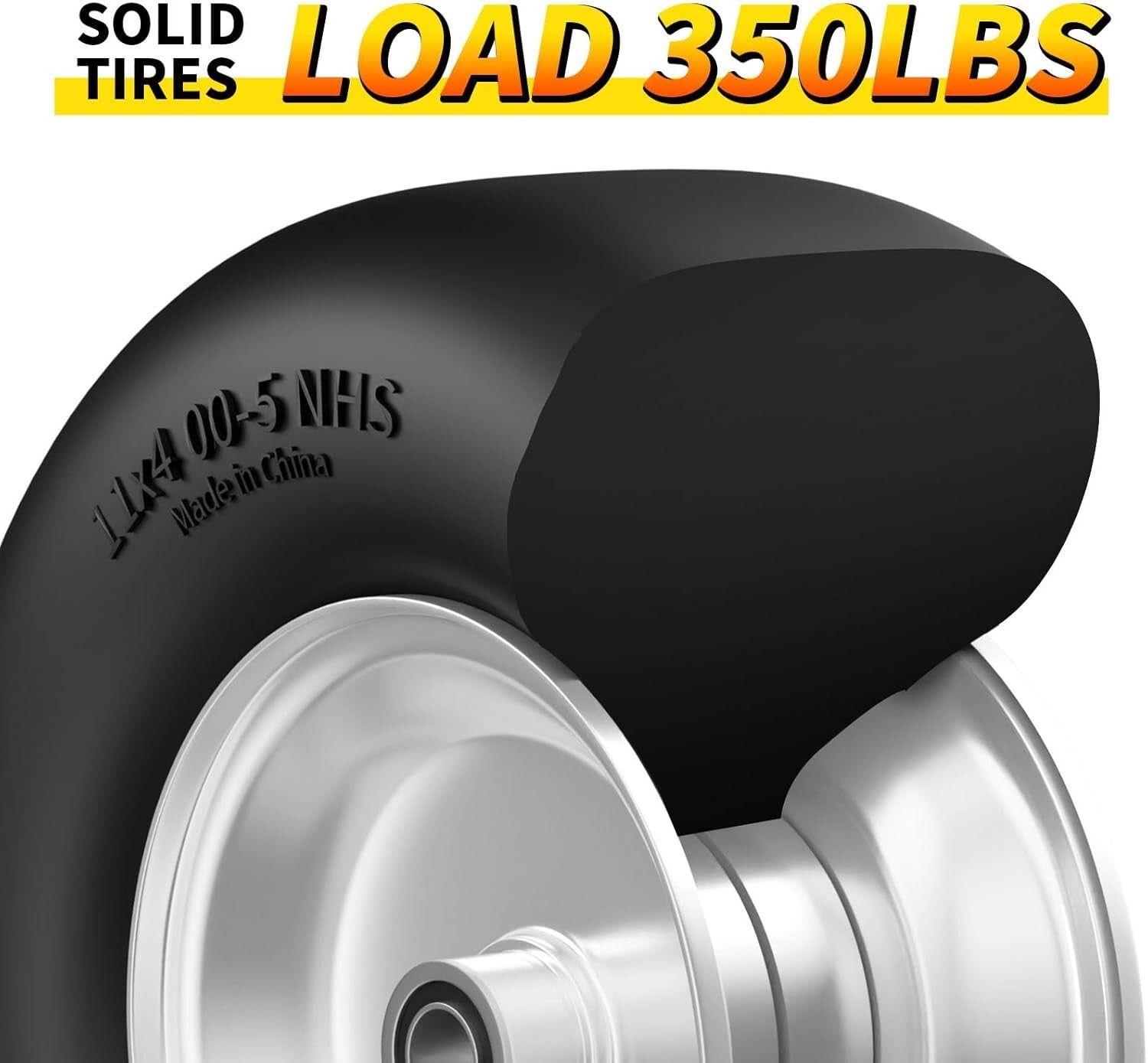 All-Terrain 11x4-5 Flat Free Lawn Mower Tires, 350 Lbs Capacity - Universal Fit