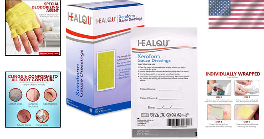 Xeroform Petrolatum Dressing 5x9 - Non-Adherent Sterile Wound Care Pads (50 ct)