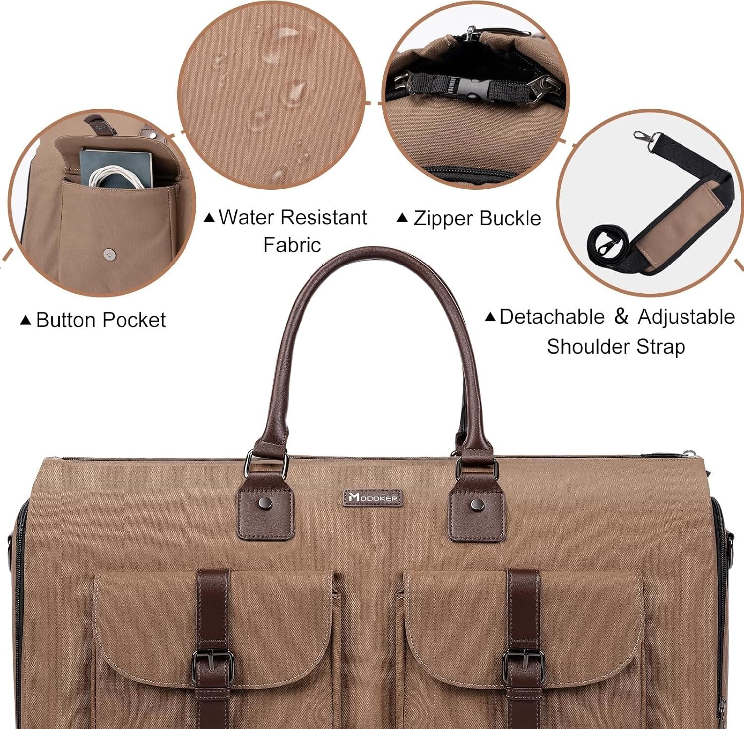 Wrinkle-Free 45L Canvas Garment Duffel Bag with Shoe Compartment - Travel Ready