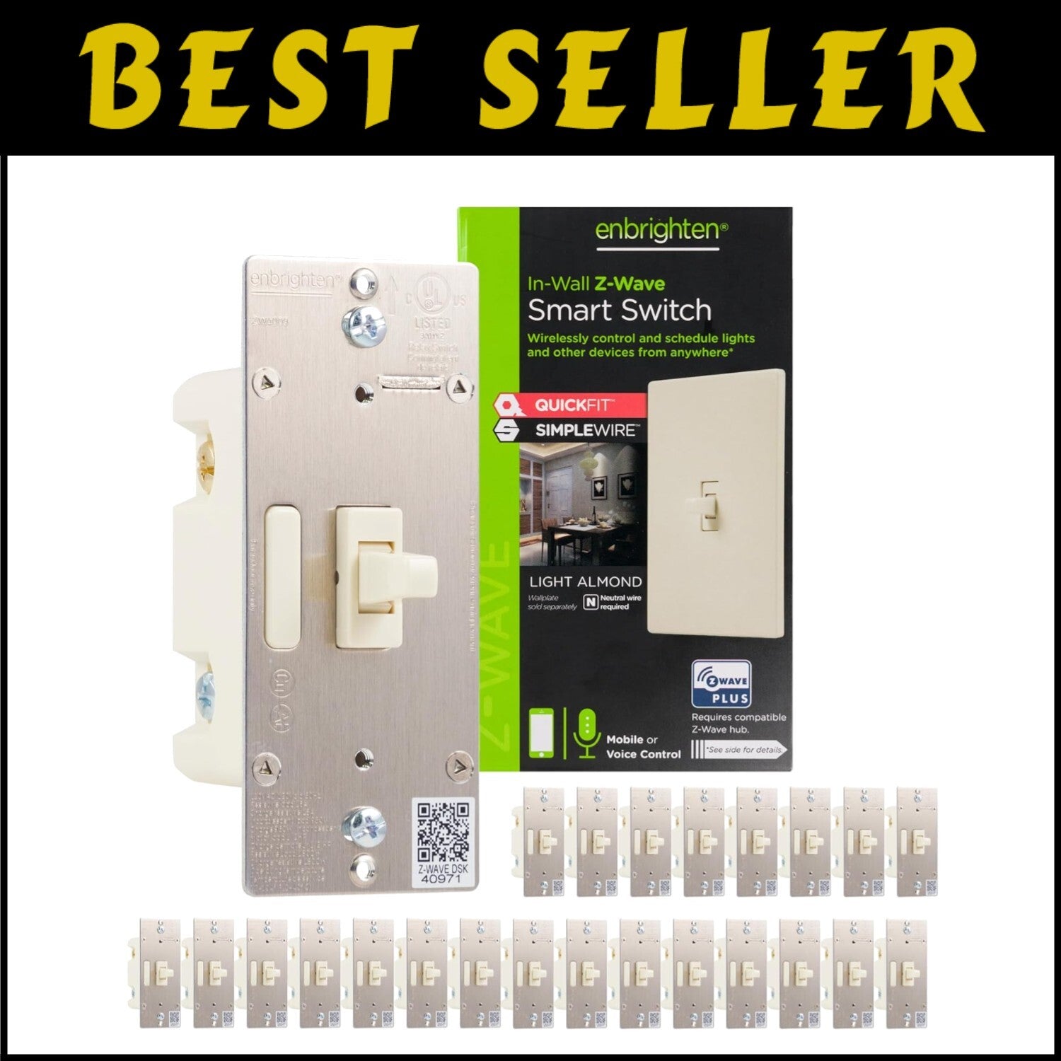 Smart Z-Wave Switch for Home Automation - Alexa & Google Compatible, 3-Way