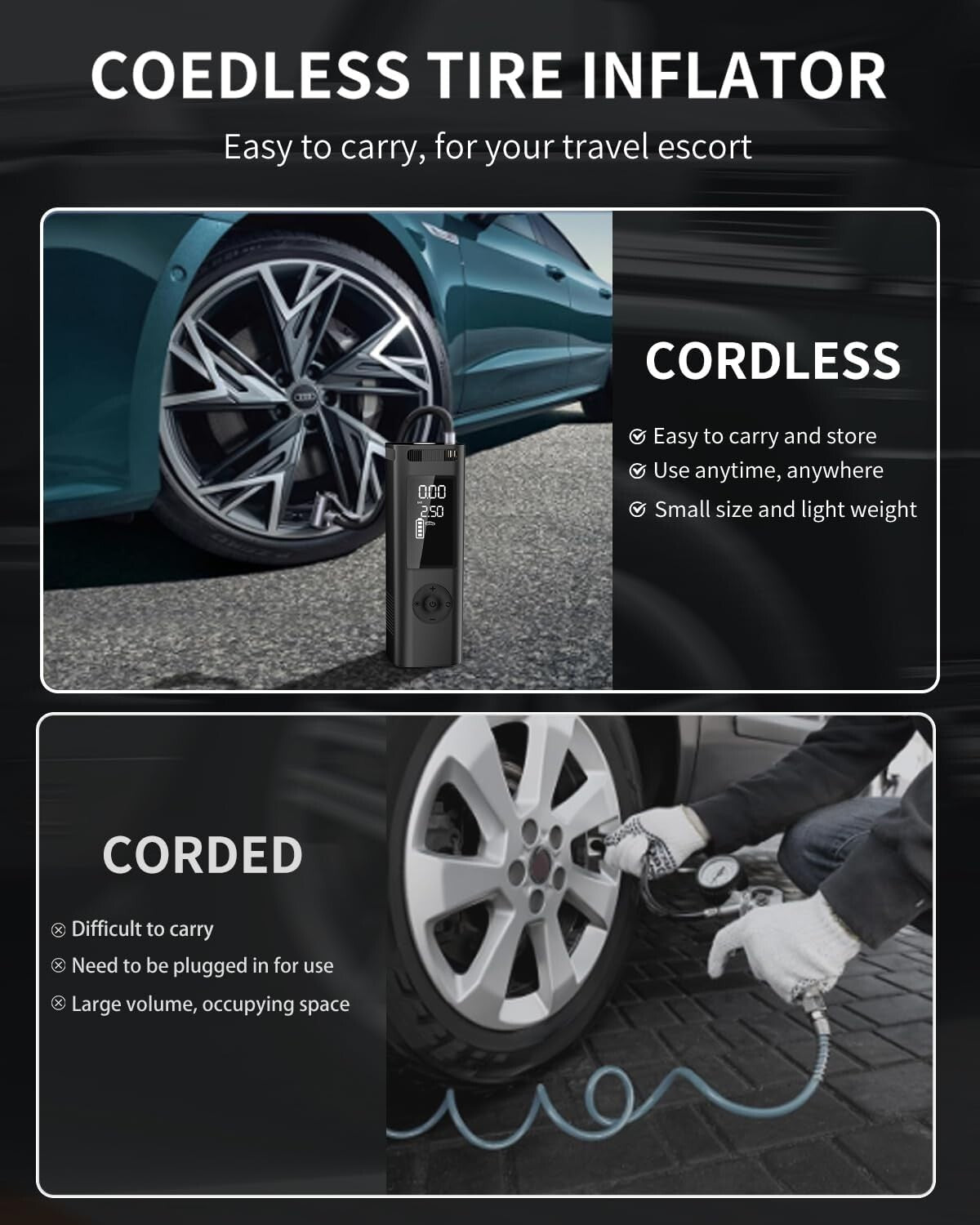 Smart Digital Tire Inflator with Auto Shut-off - Ideal for Cars and Sports