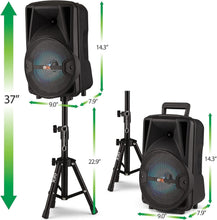 Load image into Gallery viewer, Compact 50W Bluetooth Speaker System with RGB Lights, Stands, and Remote Control