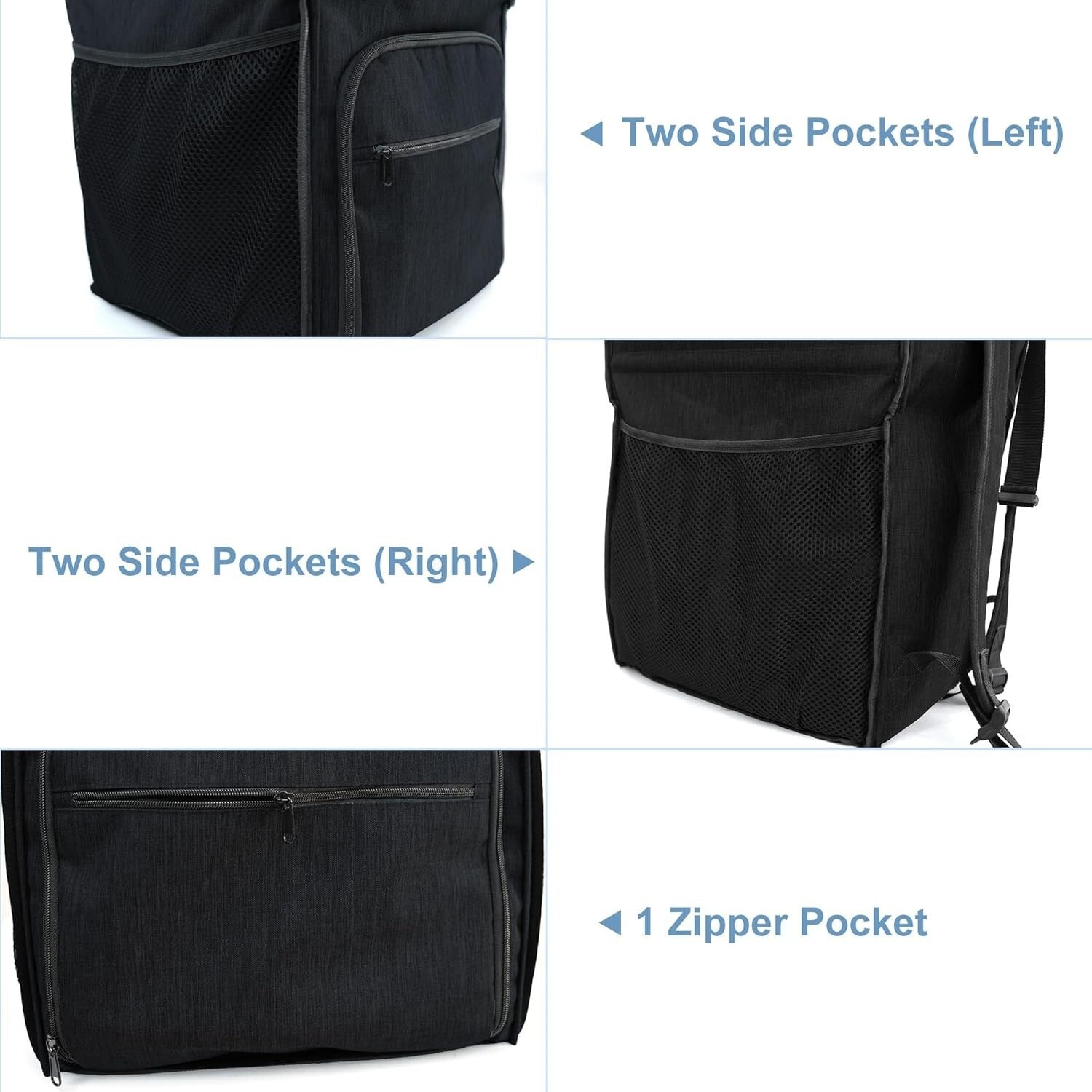 Collapsible Heavy Duty Laundry Bag Backpack with Padded Straps & Zipper Closure