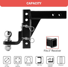 Load image into Gallery viewer, Adjustable Heavy Duty Trailer Hitch Ball Mount - 7500lbs Capacity, Fits 2-Inch