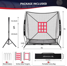 Load image into Gallery viewer, Durable 7x7 ft Bow Frame Net with Adjustable Tee &amp; Strike Zones for Training