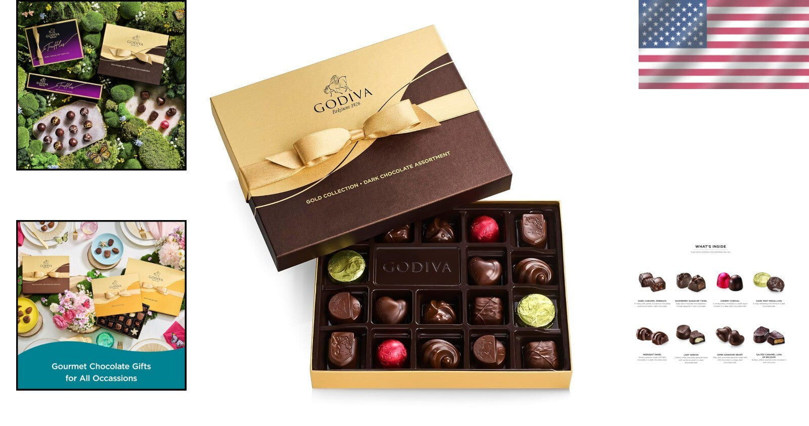 Assorted Gourmet Dark Chocolates with Pralines & Caramels - Gift Boxed Luxury