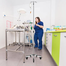 Load image into Gallery viewer, Stainless Steel IV Stand with 5 Legs - Height Adjustable, 2 Detachable Hooks