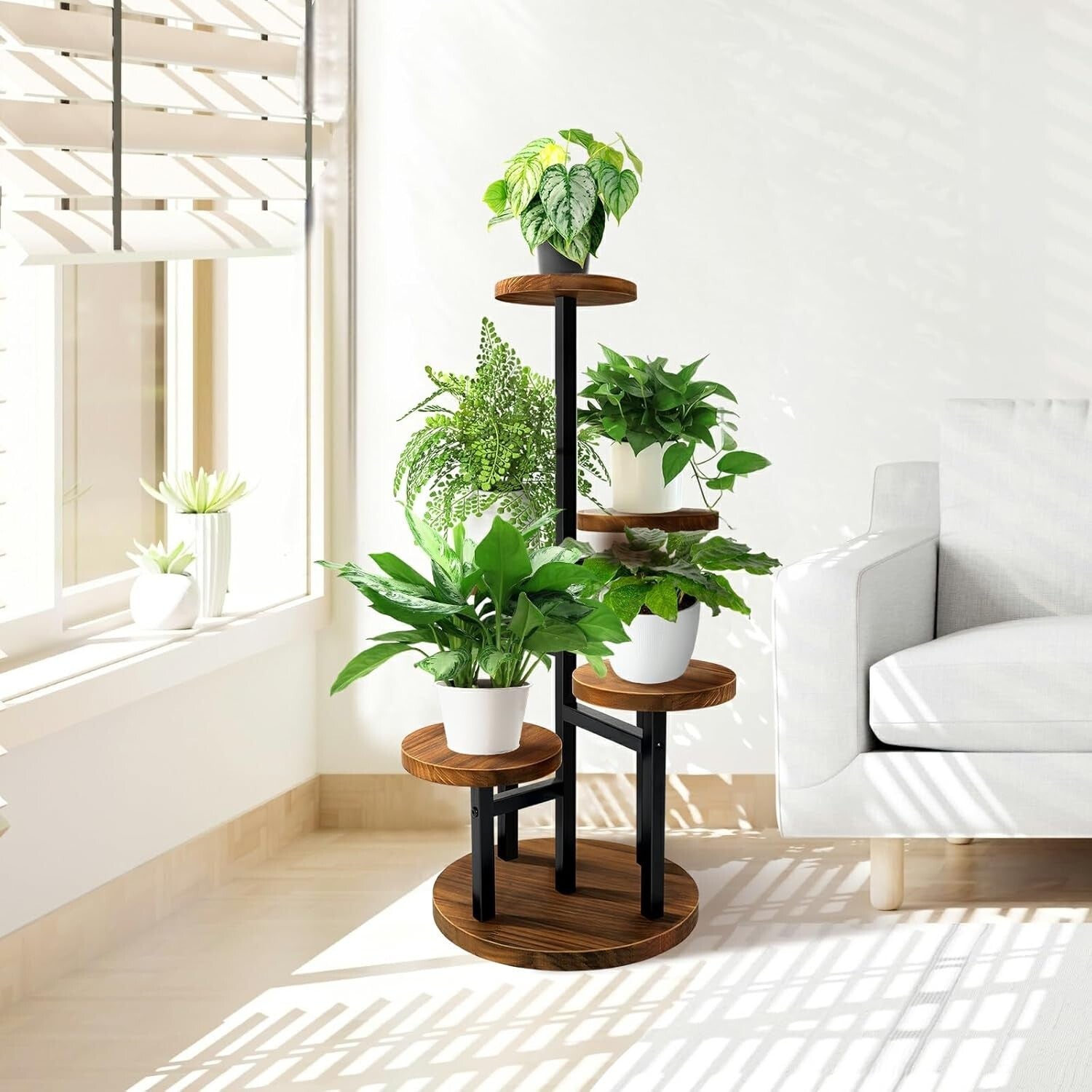 Durable 5-Tier Metal Plant Stand for Elegant Indoor Gardens & Outdoor Patios