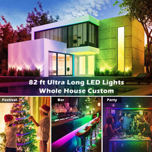 Load image into Gallery viewer, Long 82ft Bluetooth LED Strip Lights - Dimmable RGB Lights for Parties &amp; Decor