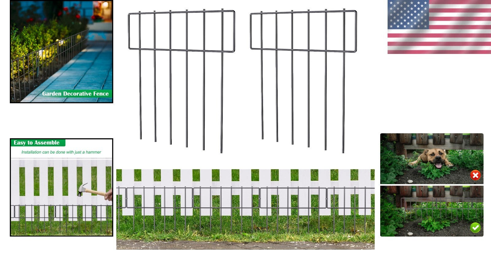 Easy Install Metal Animal Barrier Fence - 25 Panels, 17"H for Garden Protection