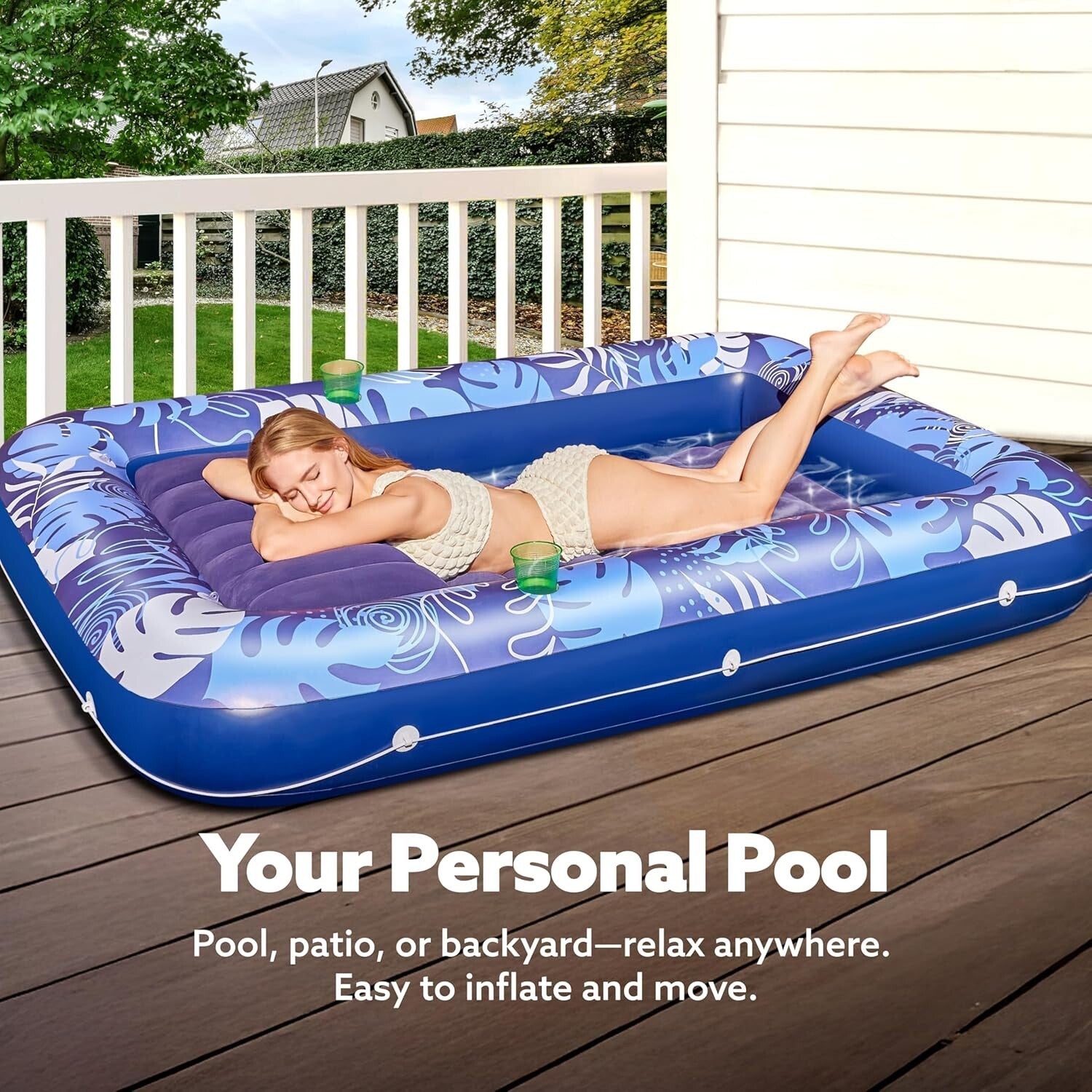 UV-Resistant Extra Large Inflatable Float with Detachable Headrest for Adults