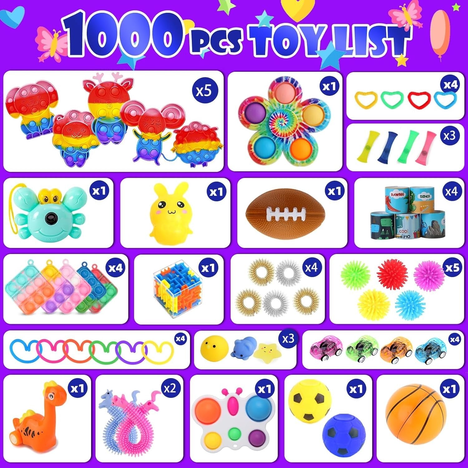 Ultimate 1000Pcs Fidget Toy Pack - Ideal for Kids' Party Goodie Bags & STUFFERS