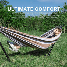 Load image into Gallery viewer, 2-Person Heavy Duty Outdoor Hammock with Steel Stand &amp; Portable Carrying Bag