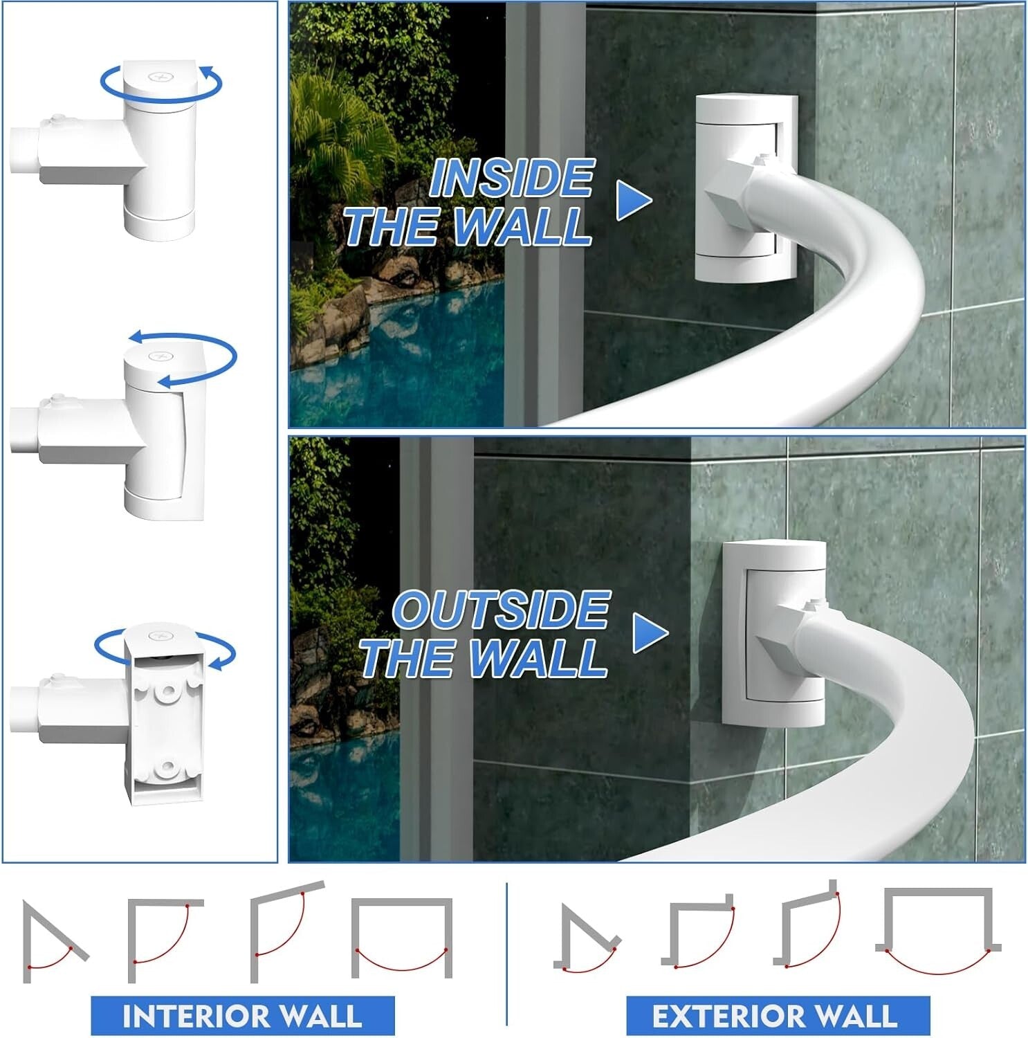 Elegant Curved Shower Curtain Rod 38-72 Inches – Wall Mounted for Ultimate Space