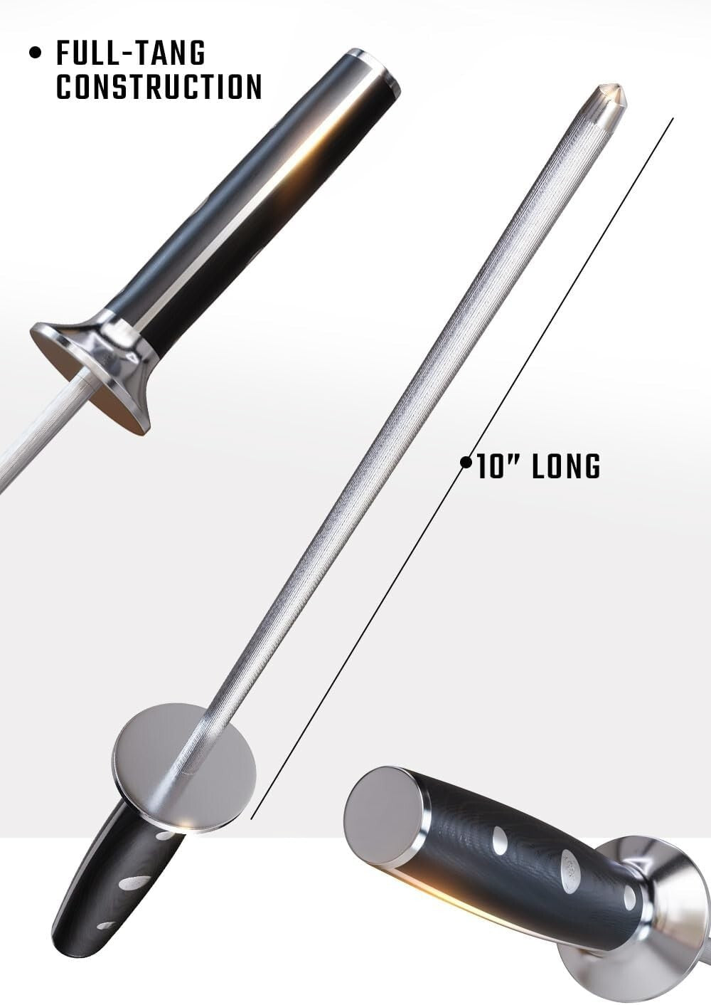 High-Carbon German Steel 9" Carving Knife & 8" Honing Rod Set - Luxurious Finish