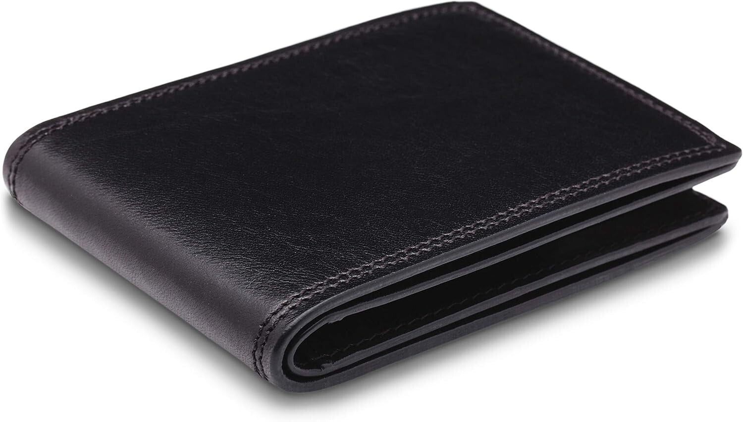 Stylish Men's Black Bifold Wallet - Hand-Stained Dolce Leather Design