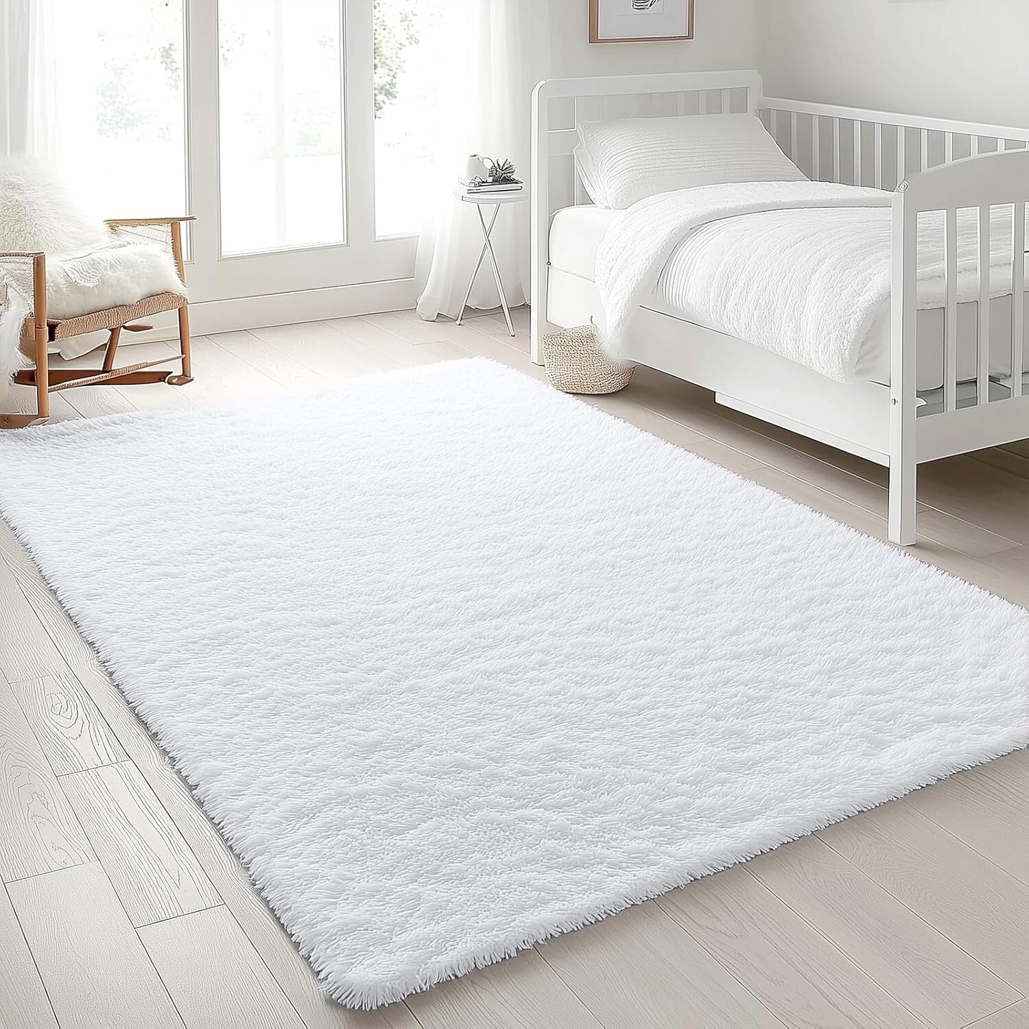 5x8 Machine Washable Soft Shag Area Rug - Cozy White Carpet for Home Decor