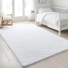 Load image into Gallery viewer, 5x8 Machine Washable Soft Shag Area Rug - Cozy White Carpet for Home Decor