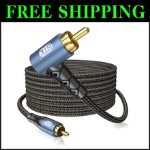 Load image into Gallery viewer, Premium 90 Degree RCA Subwoofer Cable - 24K Gold-Plated - 50ft for Hi-Fi Sound