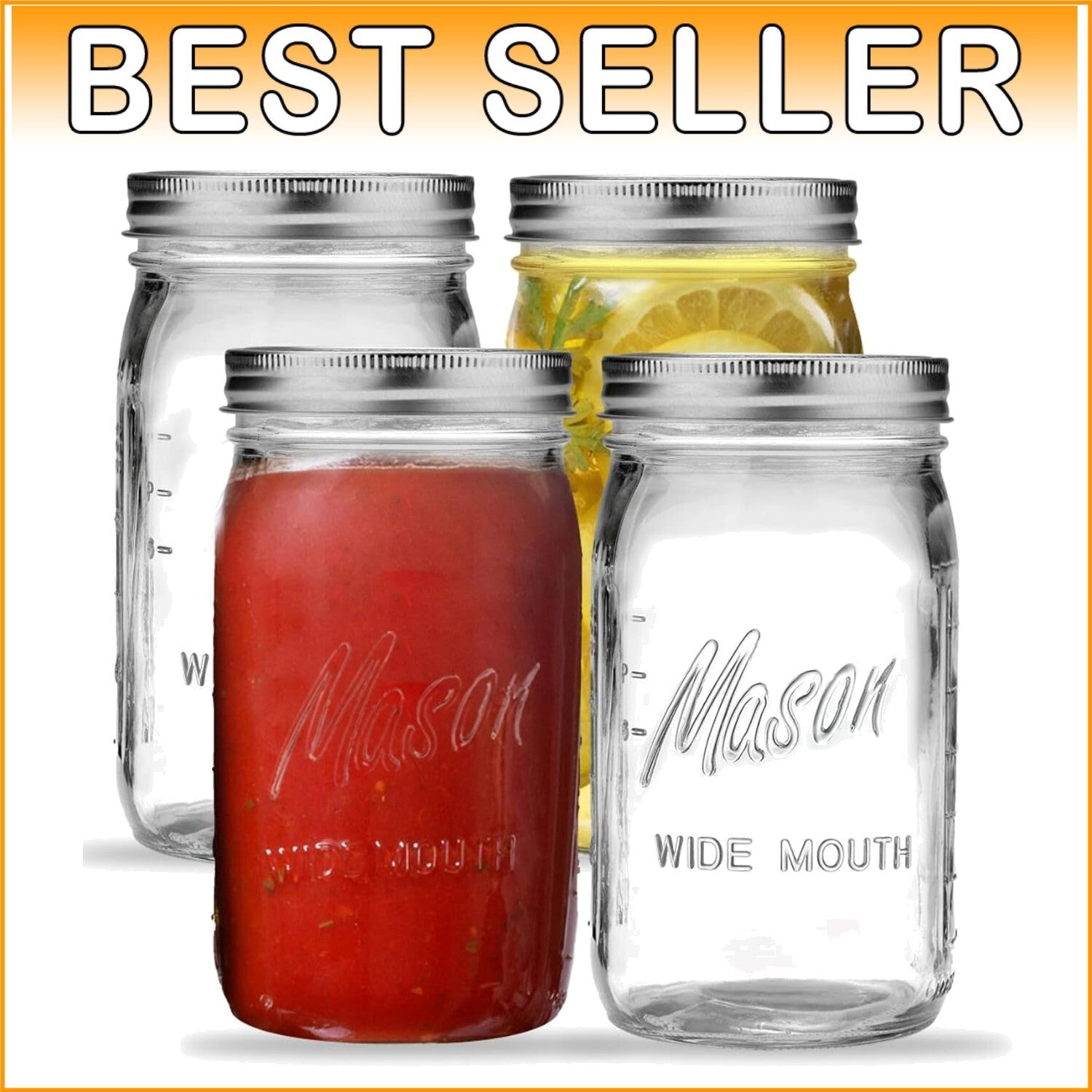 12-Pack Wide Mouth 32 oz Mason Jars - Airtight Seal for Canning & DIY Projects