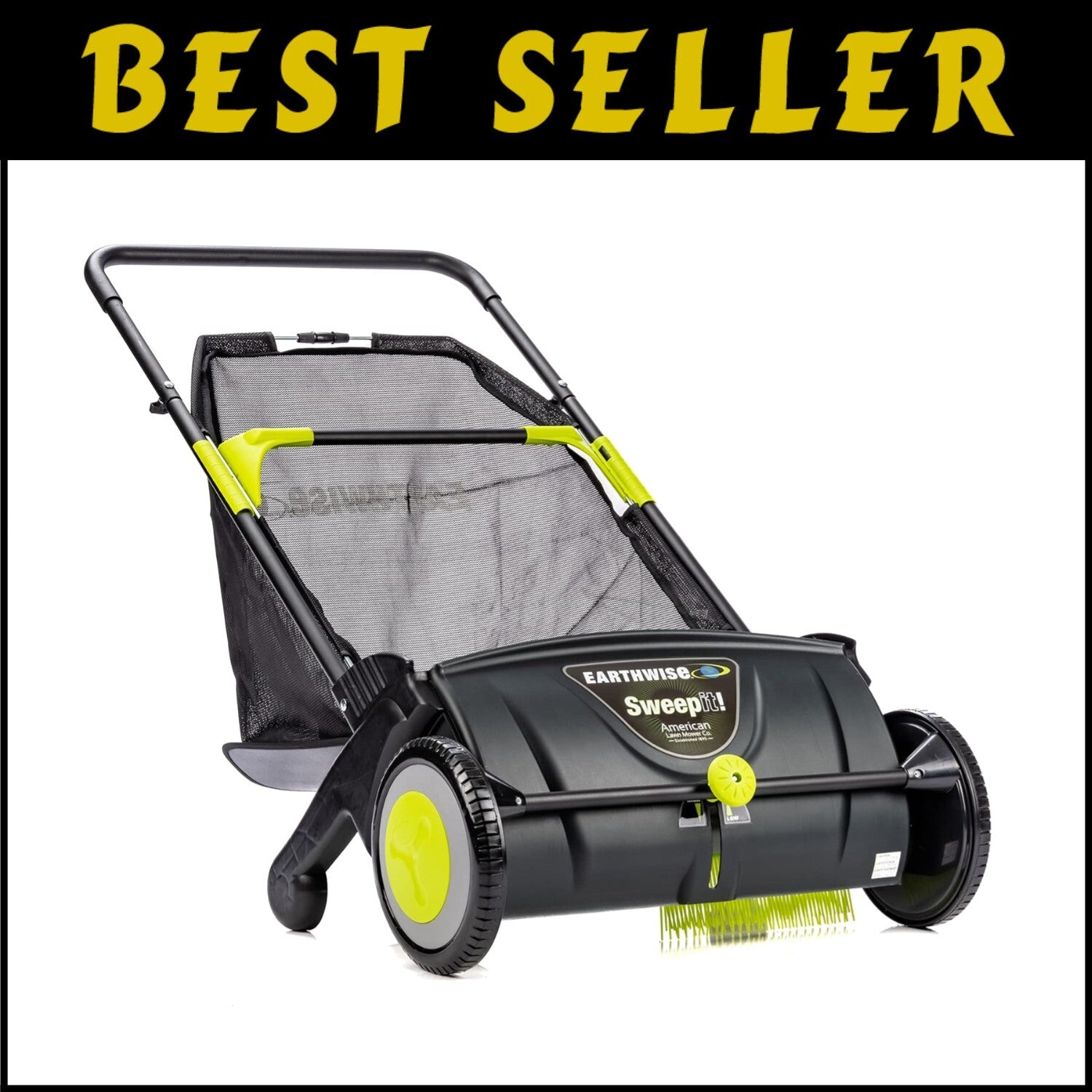 Adjustable Height Lawn Sweeper - 21-Inch Leaf Picker for Dry Conditions