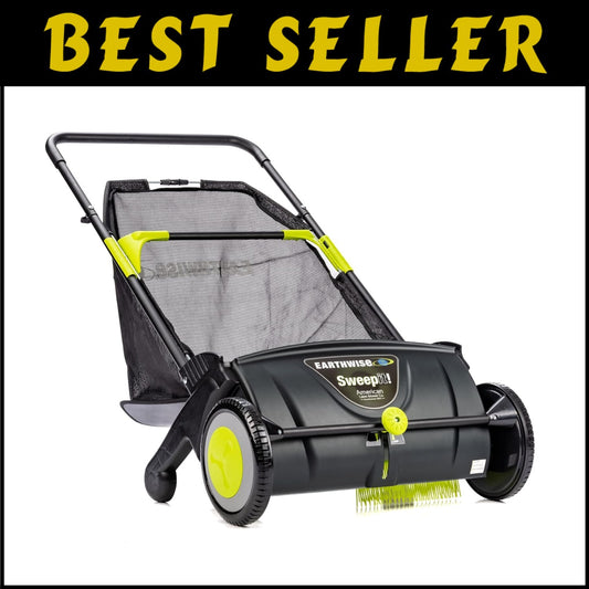 Adjustable Height Lawn Sweeper - 21-Inch Leaf Picker for Dry Conditions