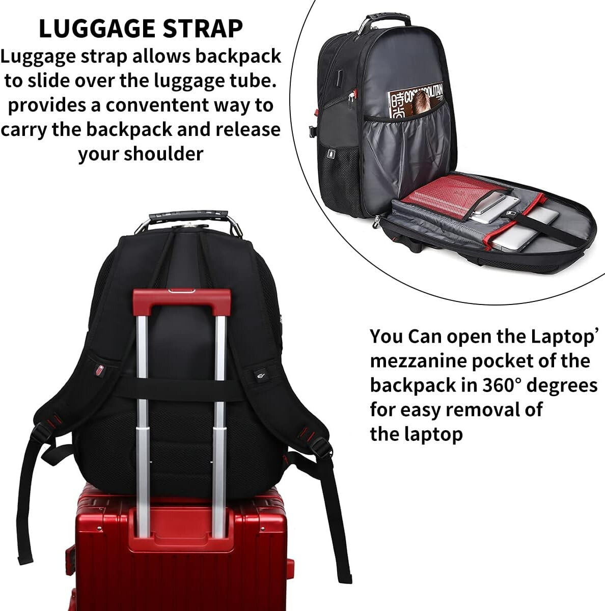 Extra Large 50L College & Business Backpack with USB Charging - Fits 17" Devices