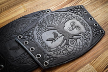 Load image into Gallery viewer, Viking Cosplay Leather Armguards with Yggdrasil Design - Authentic Renaissance