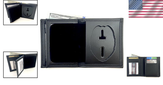 Compact Leather Badge Wallet for Police and Security - Fits Blackington 296