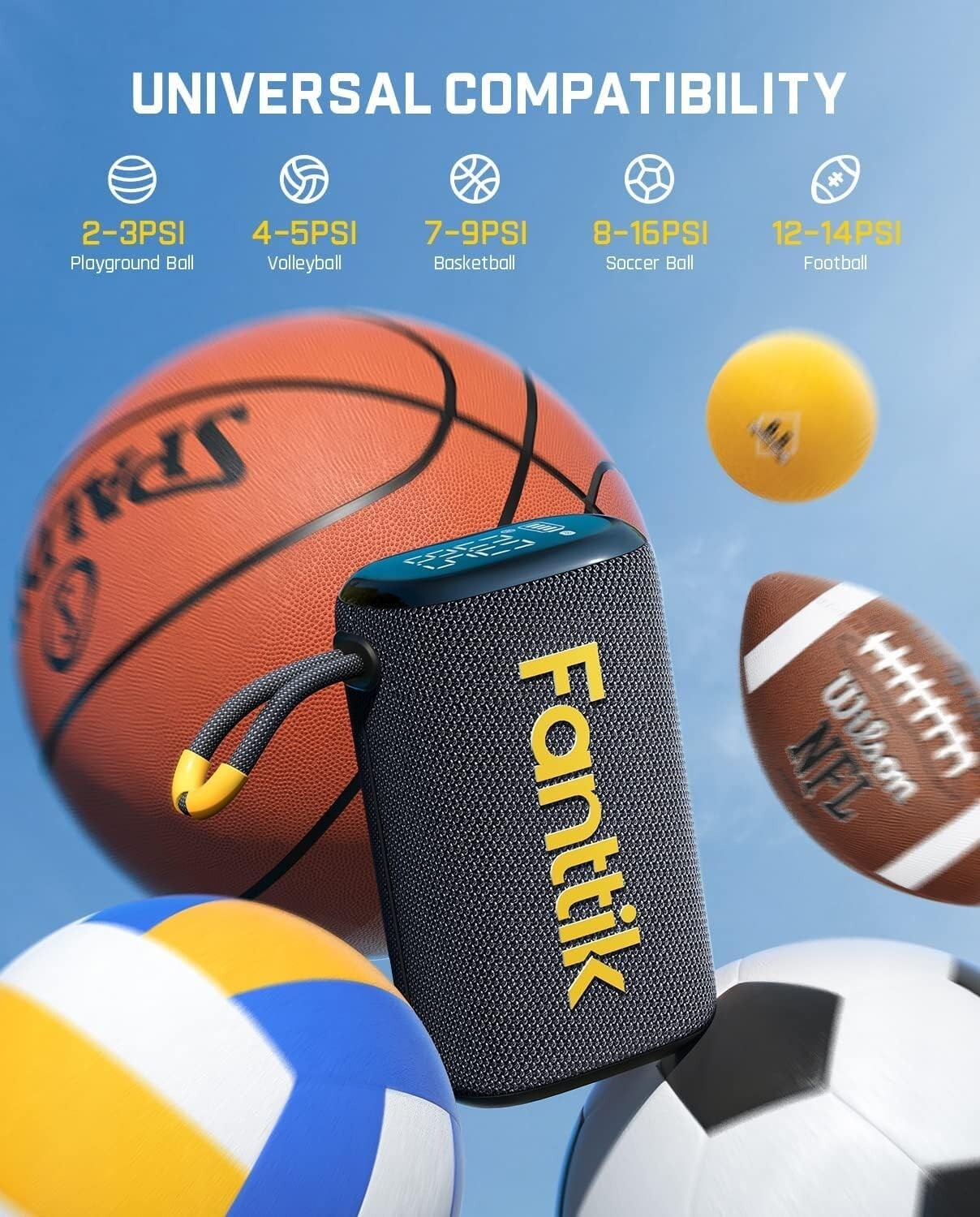 Smart Portable Ball Pump with Accurate Pressure and Integrated Needle Storage