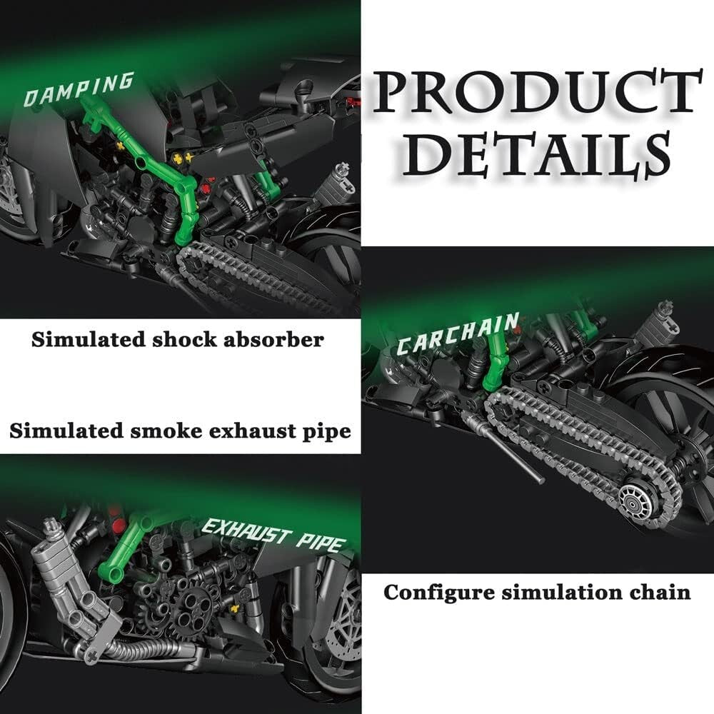 Engaging Kawasaki Motorcycle Building Kit - 888 Pieces for Family Fun & Learning