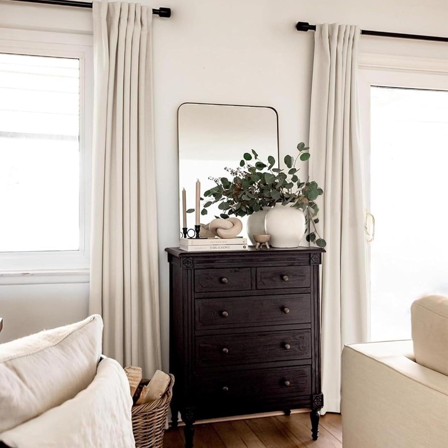 Elegant 100% Blackout Thermal Curtains for Bedroom & Living Room - Buttercream