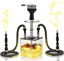 Load image into Gallery viewer, Stylish 2-Hose Hookah Set with Heat Management &amp; Multicolor LED - Easy to Clean