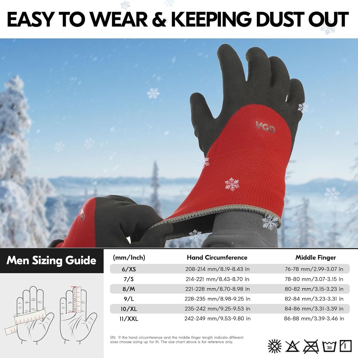 5 Pairs Double Lined Winter Work Gloves with Durable Grip for Cold Conditions