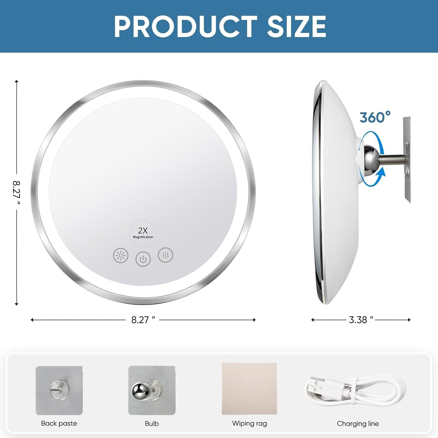 Anti-Fog Heated Shower Mirror with Adjustable Lighting - Perfect for Shaving