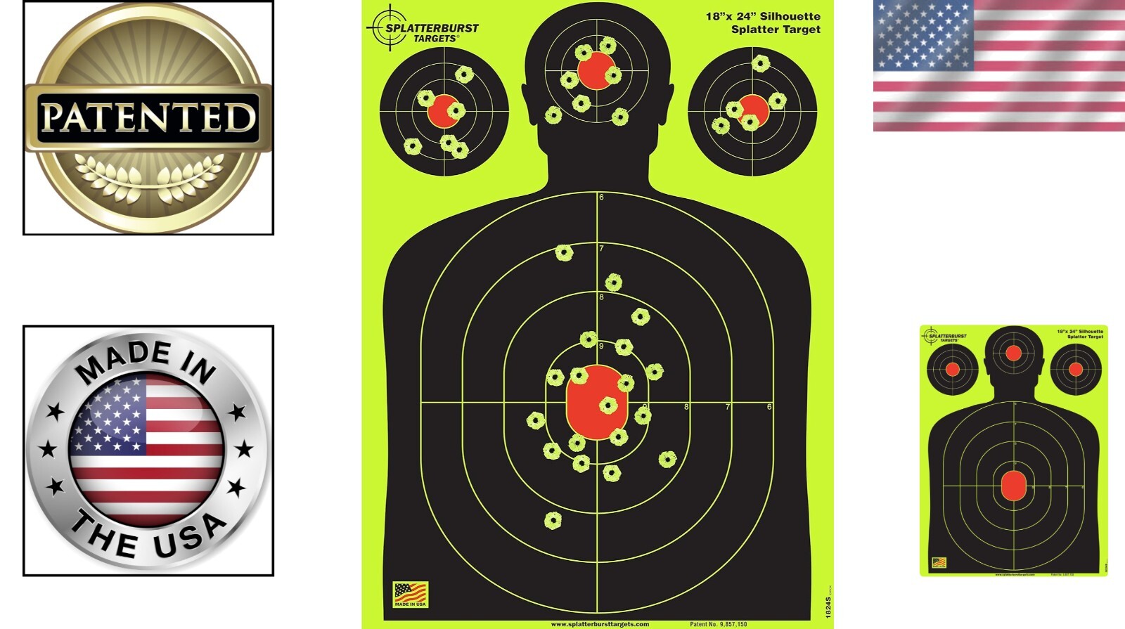 18x24 High Visibility Silhouette Splatter Targets - Fluorescent Yellow (25 Pack)