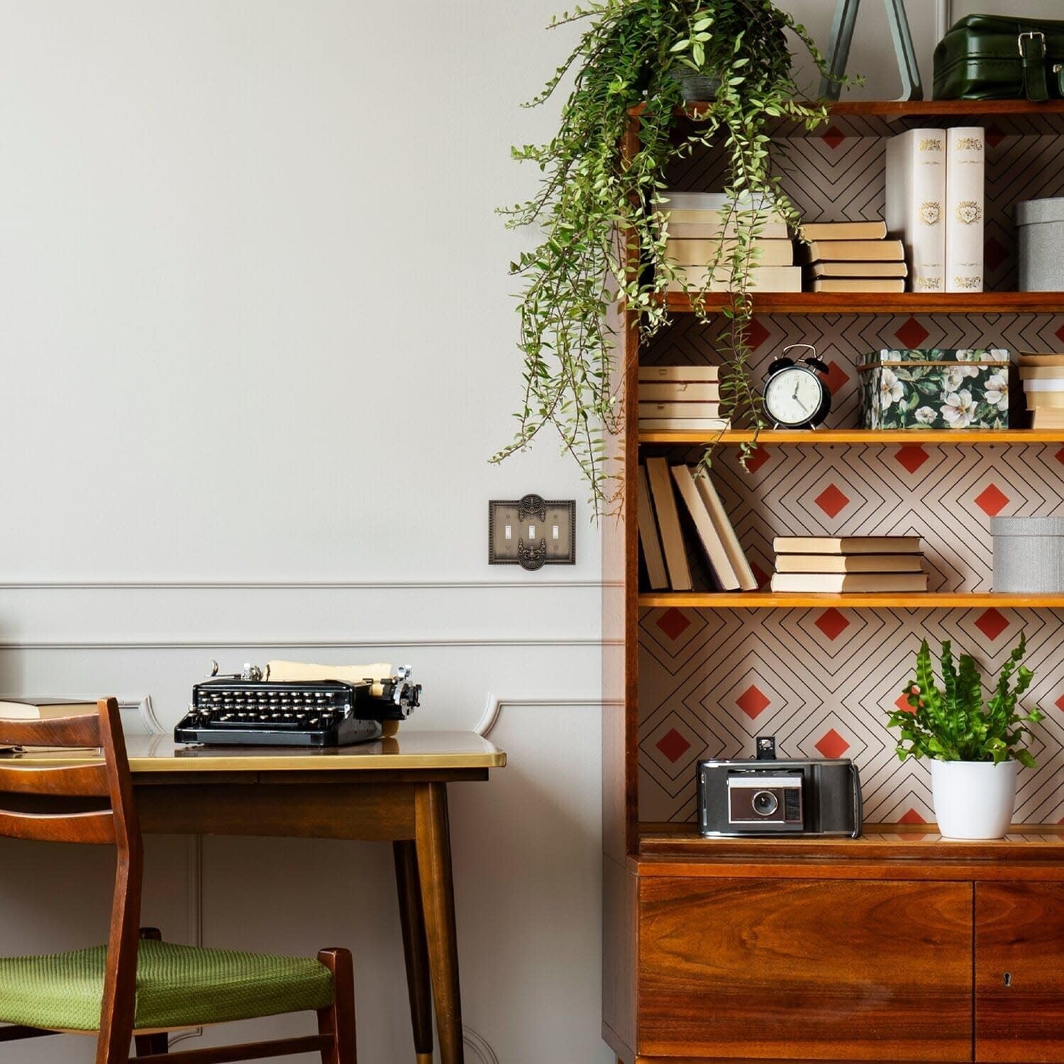 Curved Edge Antique Pewter Switch Cover - Durable Brass Craftsmanship