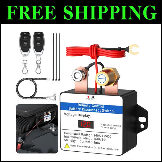 12V 360A Remote Battery Disconnect Switch with LED Voltmeter - Anti-Theft