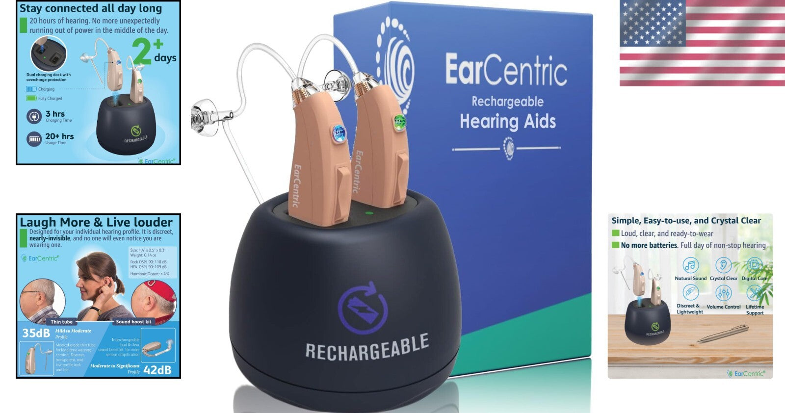 Easy-to-Use Hearing Aids for Seniors - Stylish Beige, Noise Reduction Technology