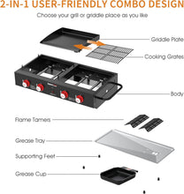 Load image into Gallery viewer, Black 4-Burner Tailgater Grill with Removable Grease Cup - Perfect for Outdoors