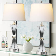 Load image into Gallery viewer, Elegant 3-Way Dimmable Touch Glass Lamps Set of 2 with USB Ports - Dark Grey