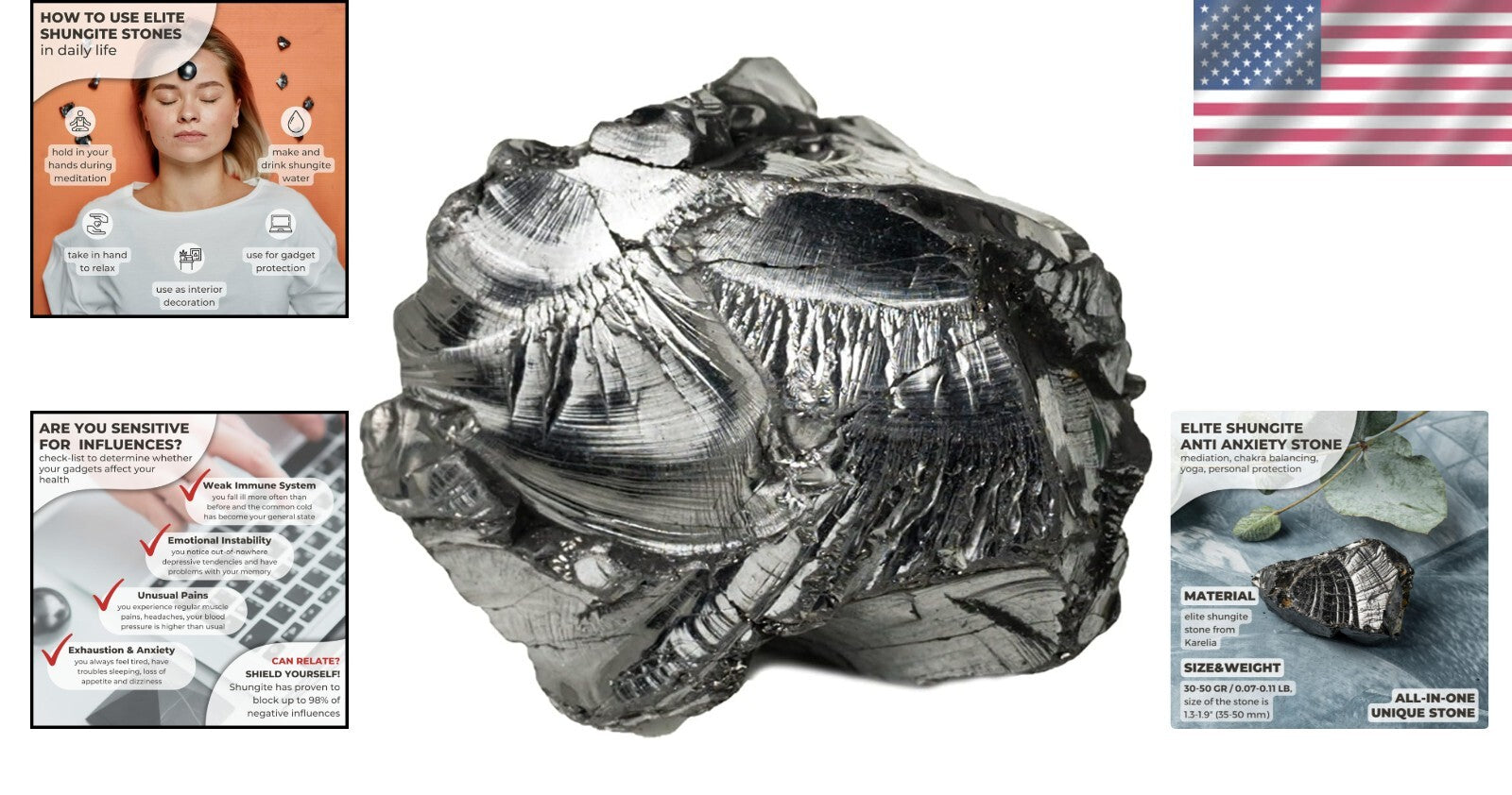 Natural Elite Shungite for Cleansing & Balancing - Premium Meditation Crystal