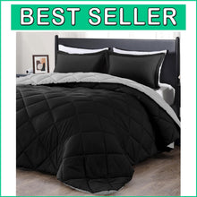 Load image into Gallery viewer, Luxurious Black and Grey California King Comforter Set - Soft Microfiber Bedding