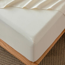 Load image into Gallery viewer, Queen Fitted Bottom Sheet - 100% Washed Cotton, Cream White, 17" Deep Pocket