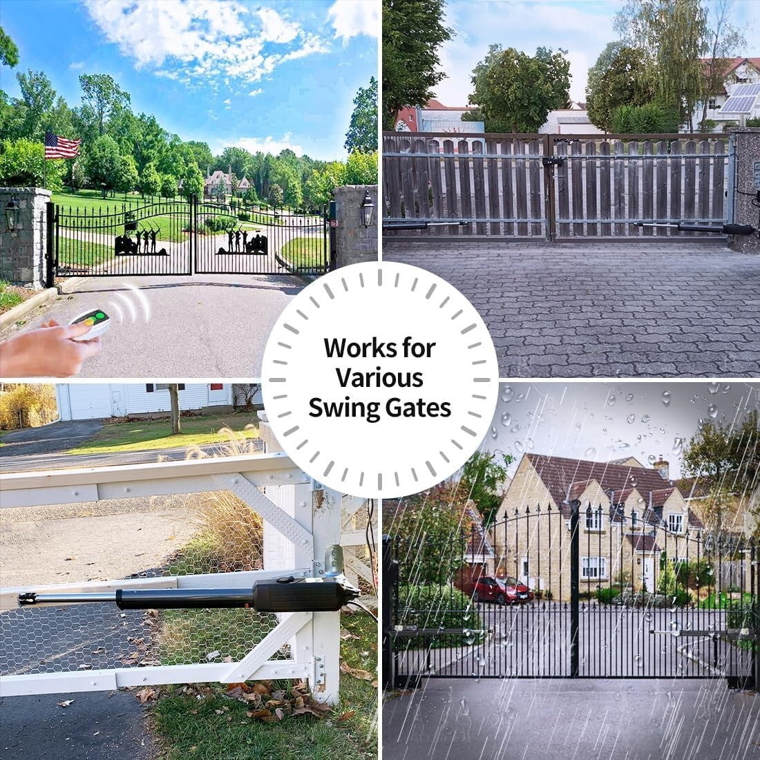 Dual Swing Gate Opener Kit with Solar Power - Easy Install & Strong Performance