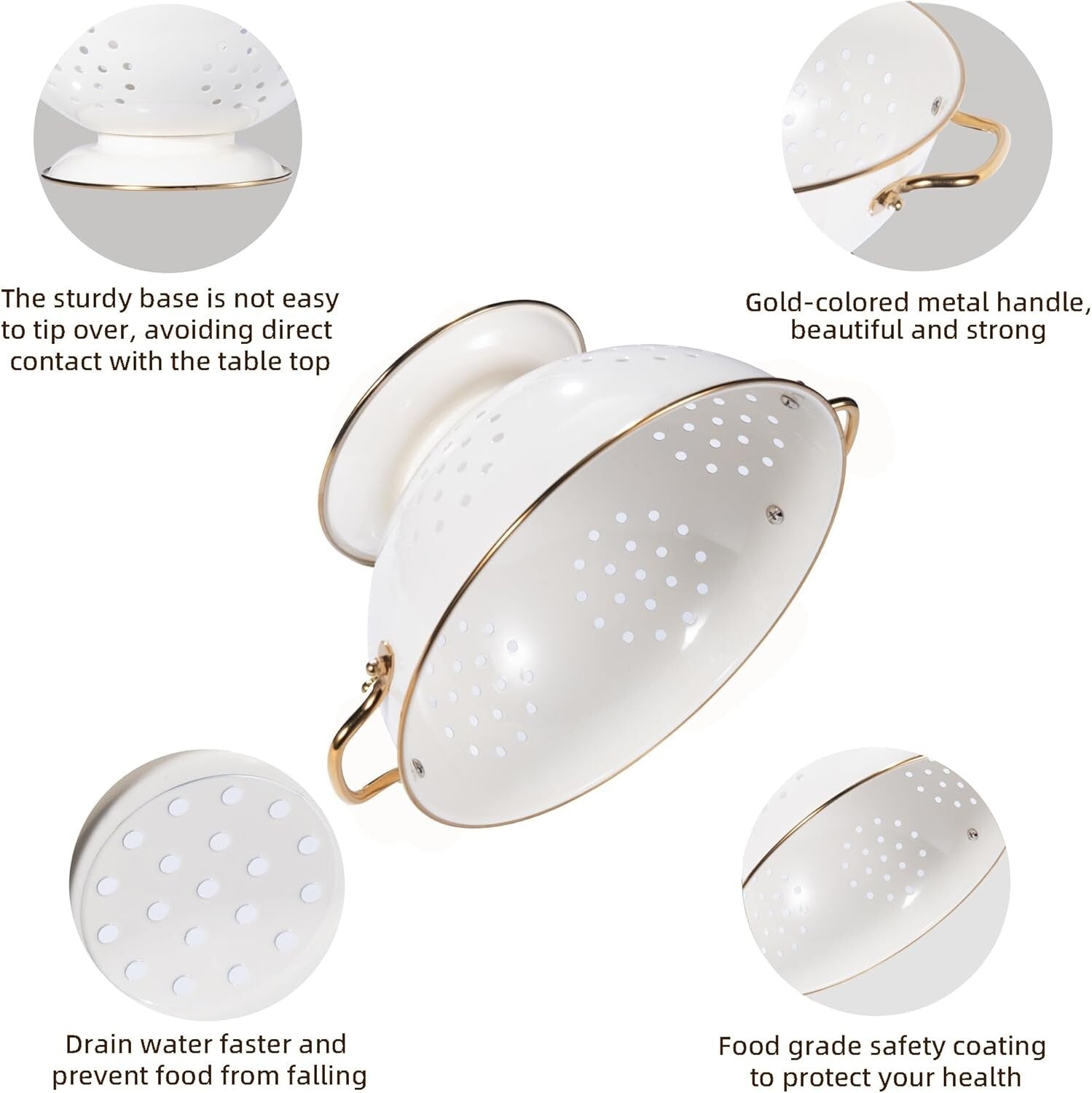Stylish 3-Piece Colander Set in Cream - Essential Kitchen Strainers for All Use