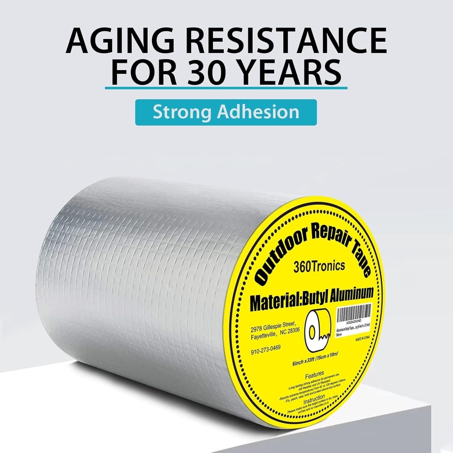 Strong Self-Adhesive Aluminum Tape for Metal Roof & Boat Leak Repair - 6"W