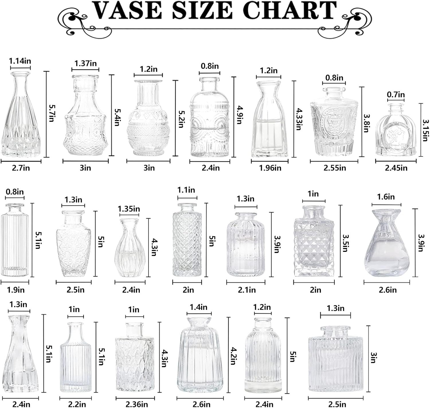 Durable Glass Bud Vases Set - 20 Versatile Clear Vases for Floral Arrangements