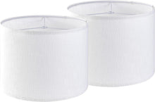 Load image into Gallery viewer, Modern 2-Pack White Linen Drum Lampshades – Perfect Replacement for Any Room