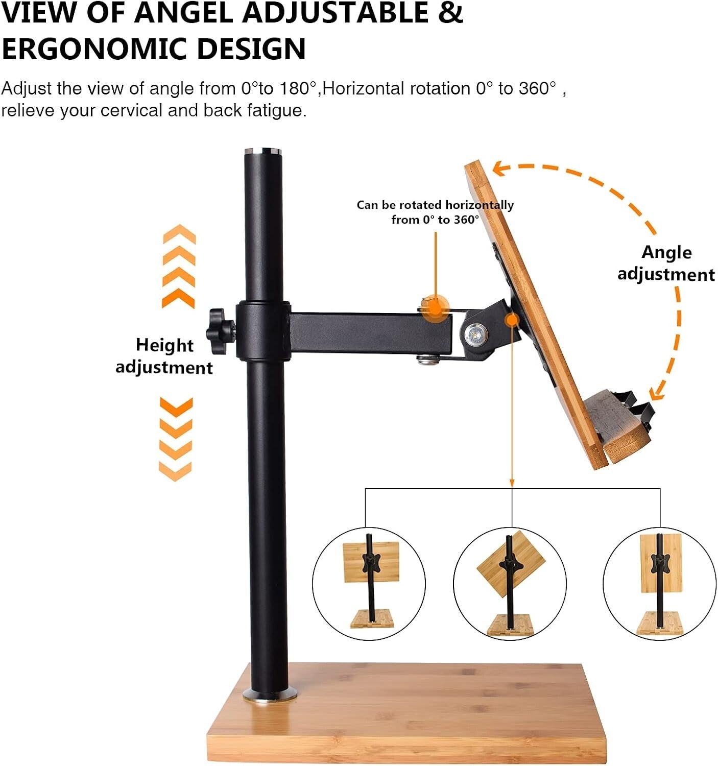 Ergonomic Bamboo Book Stand - Adjustable Height for Safe, Hands-Free Reading